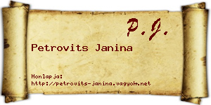 Petrovits Janina névjegykártya